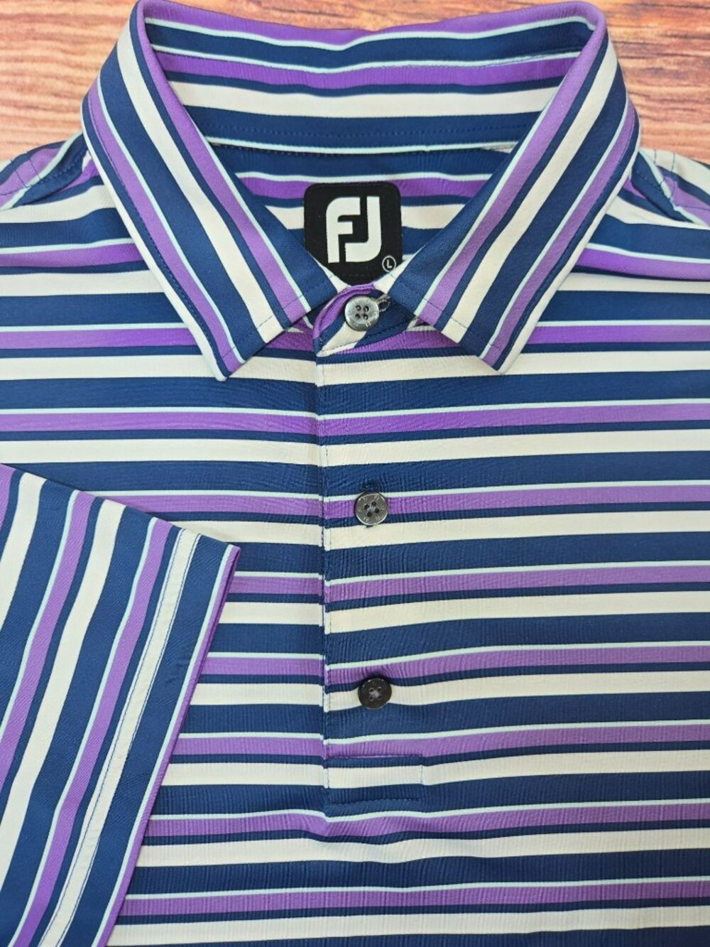 FootJoy Mens Blue & Purple Striped Golf Polo Large
